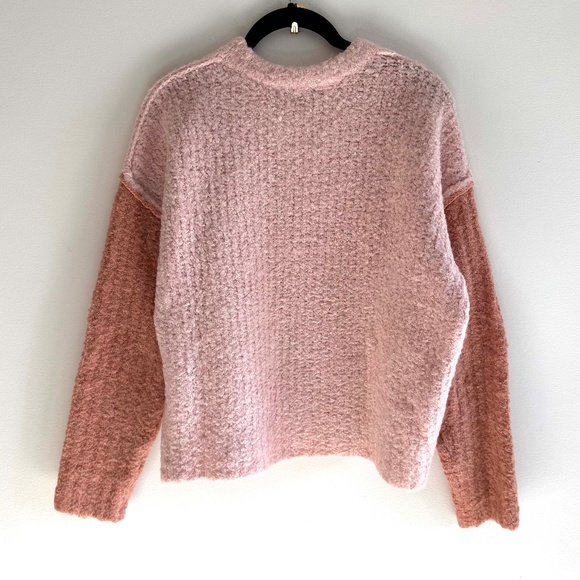 Lulus Colorblock Bouclé Sweater | Women’s M | Blush Pink Cozy Knit - Picture 2 of 6